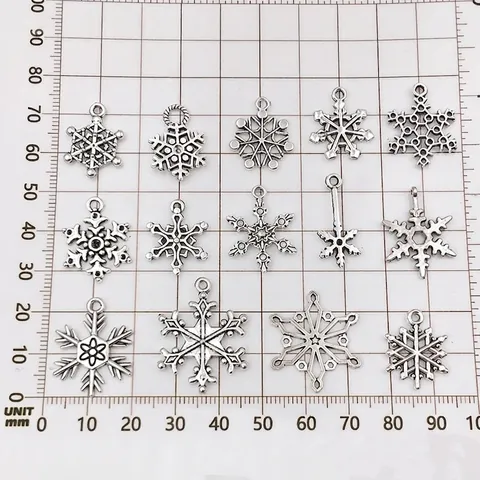 Breloque Pendentif Flocon De Neige Alliage Argent Antique Pour Fabrication De Bijoux DIY Noël Hiver Accessoires Hexagonaux
