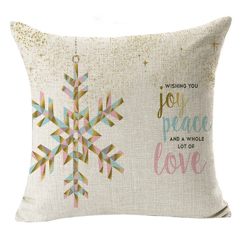 Federa Di Natale In Lino Copricuscino Quadrato Per Divano Decorazioni Casa Festive Motivo Renna Fiocco Di Neve Decorativo