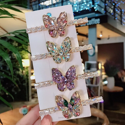 Molletta Per Capelli A Farfalla Scintillante Zircone Cristallo Strass Lega Clip Laterale Per Donne Matrimonio Festa Copricapo