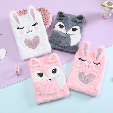 Carnet En Peluche Animal Dessin Animé Renard Lapin Couverture Douce En Fausse Fourrure Journal Intime Mignon Pour Enfants Filles Scolaire