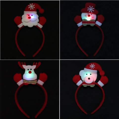 Weihnachts LED Stirnband Weihnachtsmann Schneemann Rentier Leuchtende Haarreifen Party Dekoration Kinder Erwachsene Plüsch