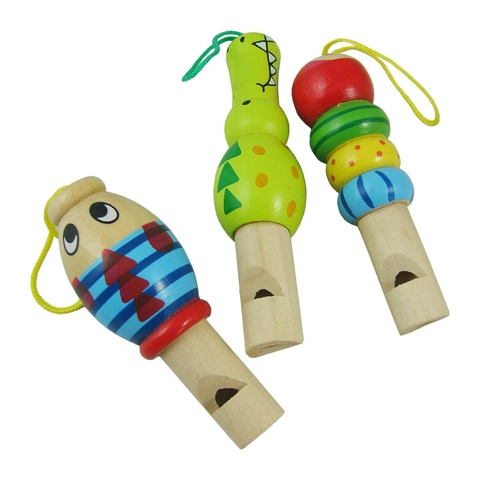 Wooden Musical Instrument Toys For Kids Colorful Animal Whistle Rattle Castanet Educational Percussion