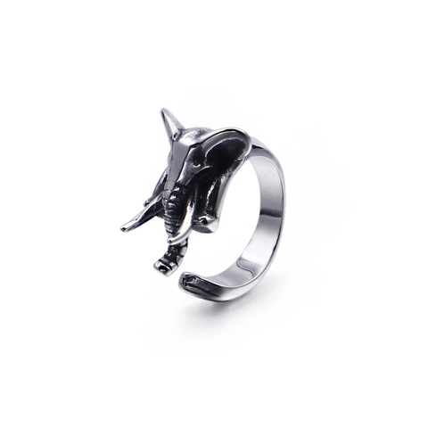 Vintage Elephant Head Ring Men Titanium Steel Punk Rock Gothic Style Jewelry Animal Statement Finger Band Accessories