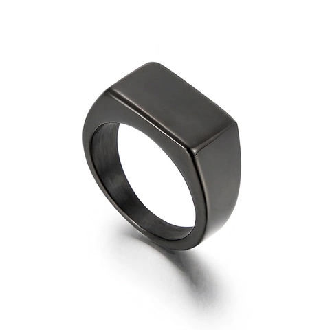 Anillo De Sello Para Hombre De Acero Inoxidable Parte Superior Rectangular Acabado Cepillado Pulido Joyería Punk