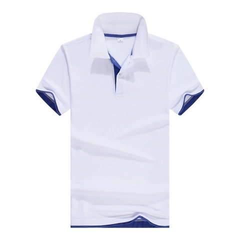 Polo Uomo Manica Corta Colletto Rovesciato Misto Cotone Tessuto Pique Finiture Colore Contrasto Traspirante Business Casual