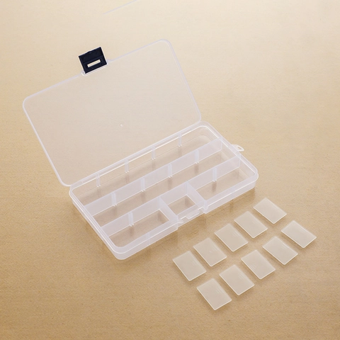 Multi Grid Plastic Storage Box Transparent Jewelry Organizer With Adjustable Dividers For Beads And Pills