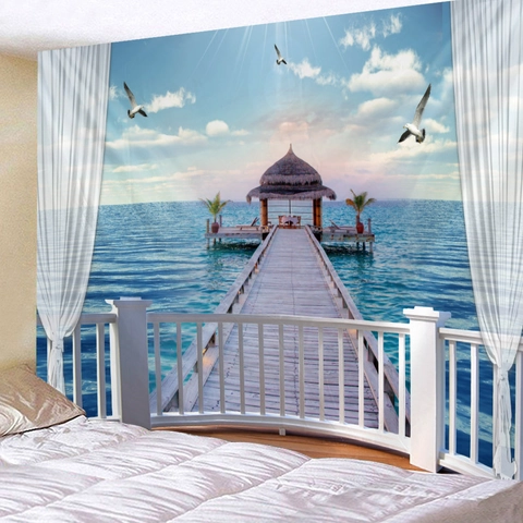 Tapiz De Pared Paisaje Natural Impresión Poliéster Tela Decorativa Para Dormitorio Sala De Estar Dormitorio