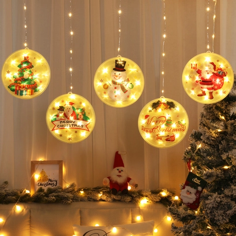 Christmas LED Hanging String Lights PVC Waterproof USB Battery Powered Warm White Window Wall Decor Holiday Party Novelty