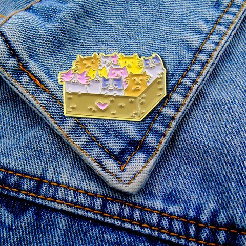Broches De Esmalte De Gato De Dibujos Animados Aleación Goteo Aceite Insignias De Animales Lindos Para Chaqueta Mochila