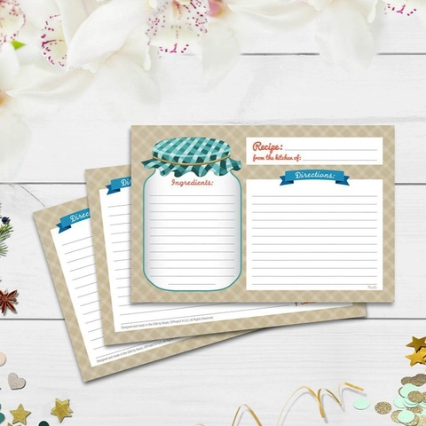Recipe Cards Double Sided Cardstock Kitchen Organization Floral Gingham Design Note Cards For Cooking Recording Gift
