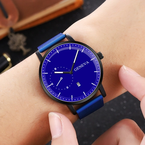 Orologio Al Quarzo Da Uomo Moda Business Minimalista Cassa In Lega Cinturino In Maglia Calendario Display Della Data Quadrante Rotondo