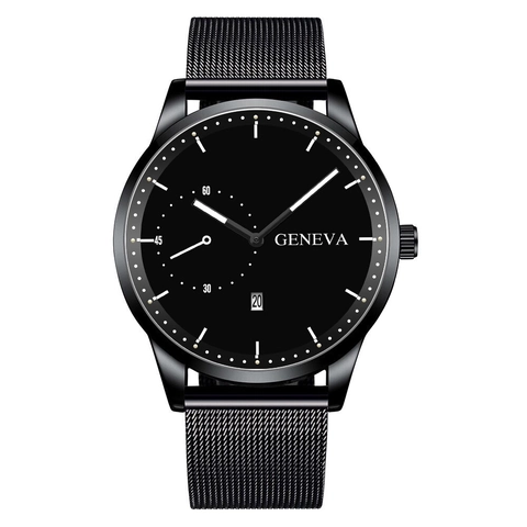 Orologio Al Quarzo Da Uomo Moda Business Minimalista Cassa In Lega Cinturino In Maglia Calendario Display Della Data Quadrante Rotondo