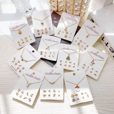 Collar Y Pendientes De Navidad Aleación Joyería De Moda De Invierno Con Colgante De Esmalte Y Pedrería Regalo Festivo Para Mujeres