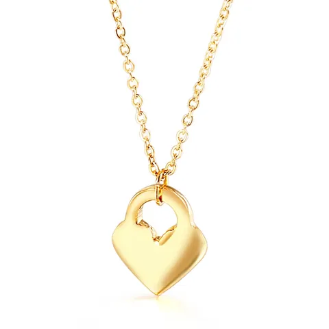 Collar Con Colgante De Candado De Corazón De Acero Inoxidable Para Mujer Joyería Minimalista Estilo Coreano Regalo