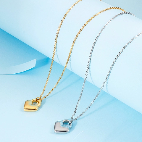 Collar Con Colgante De Candado De Corazón De Acero Inoxidable Para Mujer Joyería Minimalista Estilo Coreano Regalo