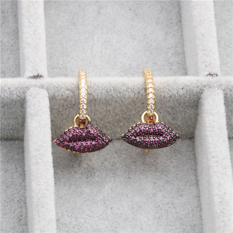 Kupfer Zirkon Creolen Mit Anhängern Für Damen Mikro Eingelegt Vergoldet Modeschmuck Trendige Symbole
