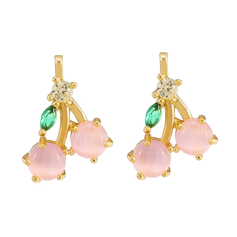 Orecchini Pendenti Frutta Colorata Zirconia Rame Placcato Oro Reale Con Perno In Argento Sterling 925 Donne Stile INS
