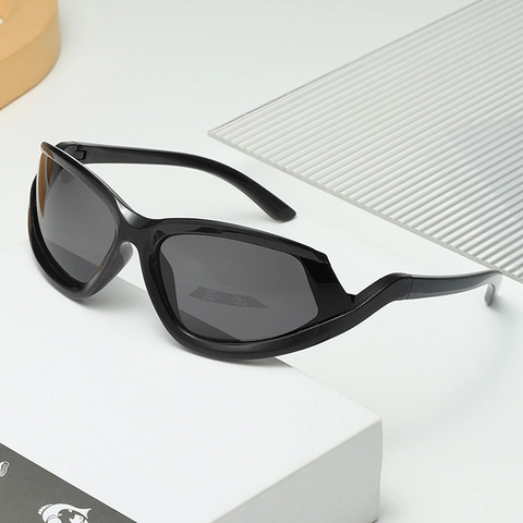 Y2K Futuristic Sports Sunglasses PC Lenses Plastic Frame UV400 Protection Trendy Semi Rimless Irregular Cycling Unisex