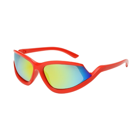 Y2K Futuristic Sports Sunglasses PC Lenses Plastic Frame UV400 Protection Trendy Semi Rimless Irregular Cycling Unisex
