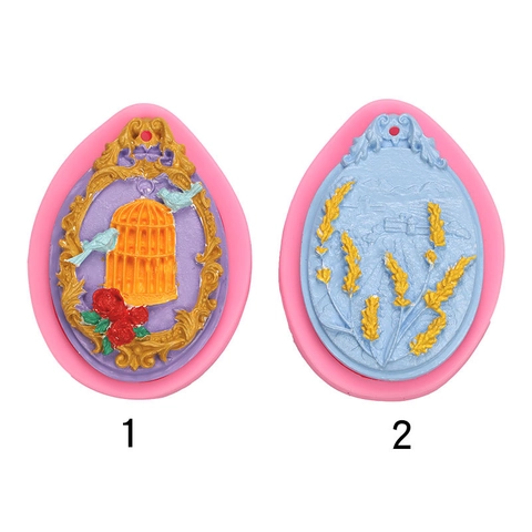Retro Embossed Relief Silicone Mold Birdcage Rose Wheat Ear Teardrop Shape For Fondant Cake Chocolate DIY Craft Aromatherapy