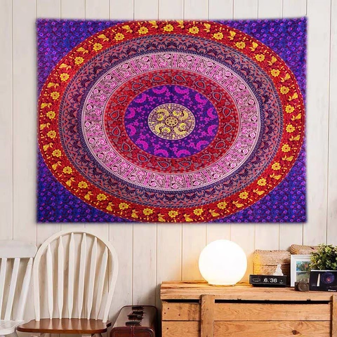 Böhmischer Mandala Wandteppich Wandbehang Polyestergewebe Ethno Blumenmuster Dekoration Für Schlafzimmer Wohnzimmer Yoga Mit Haken