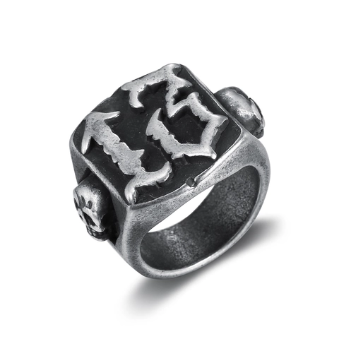 Gothic Totenkopf Ring Nummer 13 Edelstahl Vintage Punk Oxidierter Metallschmuck Für Herren Damen Unisex