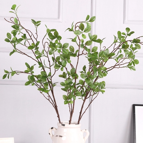 Artificial Milan Leaf Greenery Branch Realistic Plastic Plant With Iron Wire Stem Home Wedding Decor Landscape Arrangement