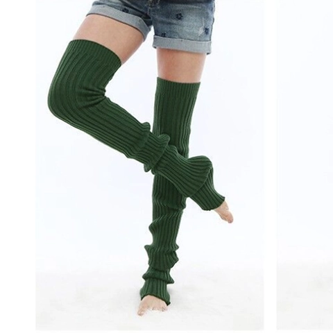 Women Over Knee Leg Warmers Acrylic Ribbed Knit Thigh High Warm Winter Socks For Dance Yoga Japanese Style