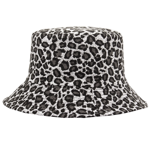 Fashion Women Leopard Print Bucket Hat Reversible Polyester Sun Hat Foldable Autumn Winter Basin Hat For Outdoor Travel