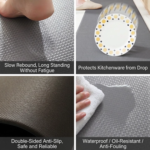 Tappeto Da Cucina Anti Fatica Pelle PVC Impermeabile Resistente All'olio Antiscivolo Per Ufficio A Casa Stile Moderno
