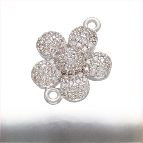 Brass Flower And Oval Connectors With Micro Pave Zircon For DIY Bracelet Necklace Jewelry Making