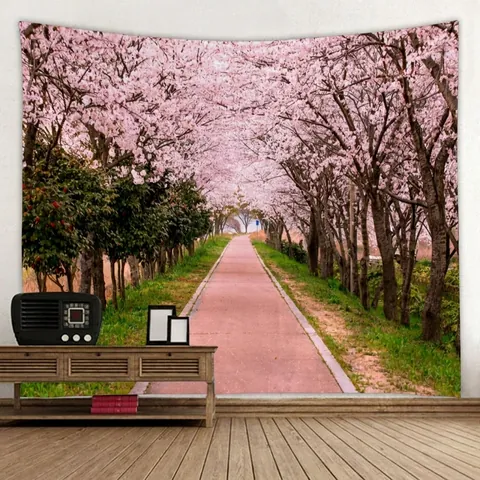Tapisserie Paysage De Forêt Tenture Murale Polyester Scène De Nature Style Fantaisiste Pour Décoration De Chambre Salon Dortoir
