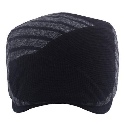 Coppia Piatta In Maglia A Righe Da Uomo Vintage Cappello Ivy Caldo Inverno Stile Britannico Regolabile