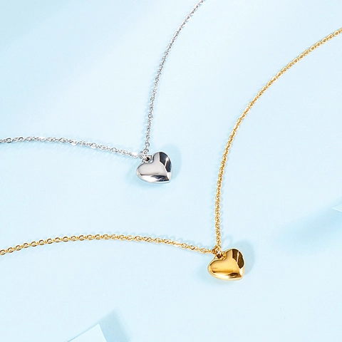 Collar Con Colgante De Corazón De Acero Inoxidable Pulido Joyería Elegante Minimalista Para Mujer