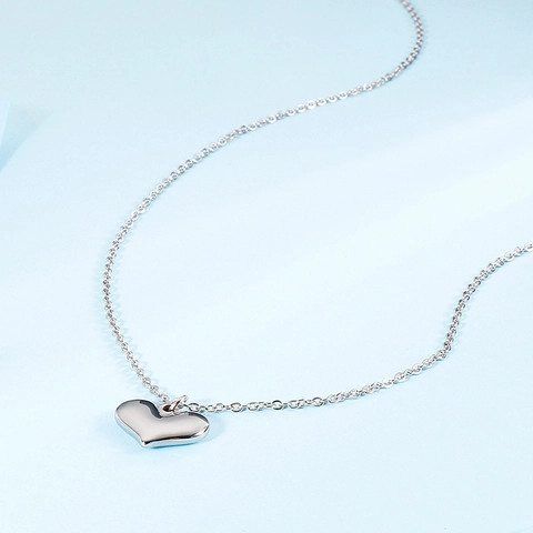 Koreaanse Stijl Roestvrijstalen Harthanger Ketting Voor Dames Minimalistische Spiegel Gepolijste Hart Sleutelbeen Ketting Sieraden