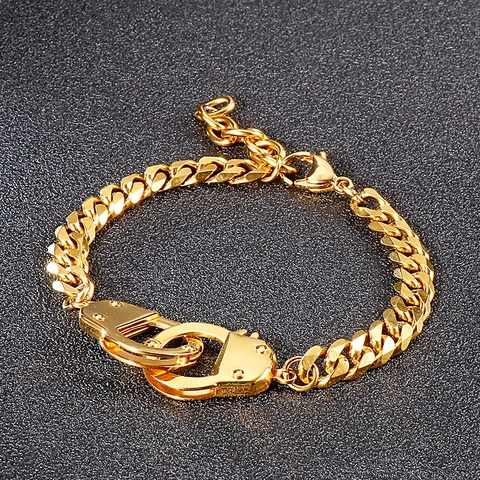 Bracciale A Catena Cubana Con Chiusura A Manette In Acciaio Inossidabile Gioielli Hip Hop Punk Per Uomini Donne Moda