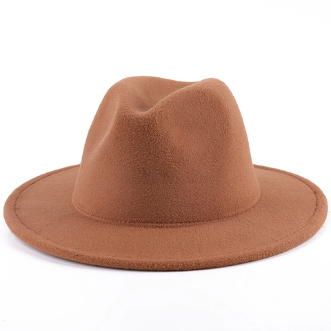 Fedora Hat Wide Brim Cotton Polyester Felt British Style Jazz Cap For Men Women Solid Color Retro Sunshade