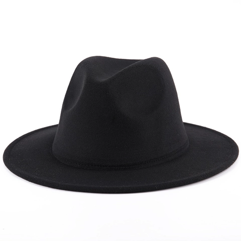Fedora Hat Wide Brim Cotton Polyester Felt British Style Jazz Cap For Men Women Solid Color Retro Sunshade