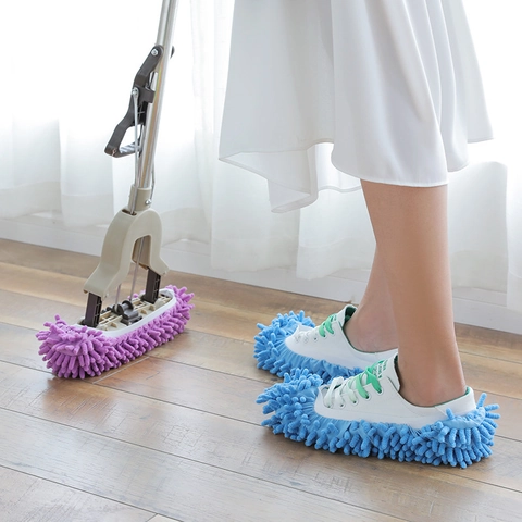 Chenille Microfiber Mop Slippers Shoe Covers Elastic Washable Floor Dust Cleaning Lazy Foot Cleaning Tool