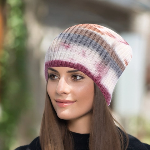 Tie-Dye Rippstrick Beanie Mütze Acryl Gradient Warm Hip Hop Skull Cap Lässige Winter Kopfbedeckung