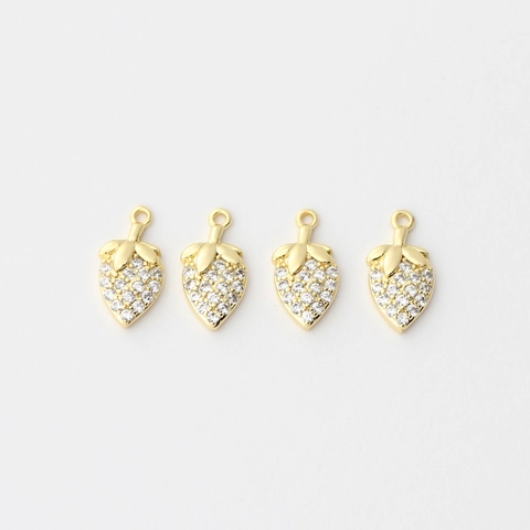 Pendente Fragola Placcato Oro 18K Rame Zircone Micro Pave Piccolo Per DIY Creazione Di Gioielli Accessori Bracciale Collana