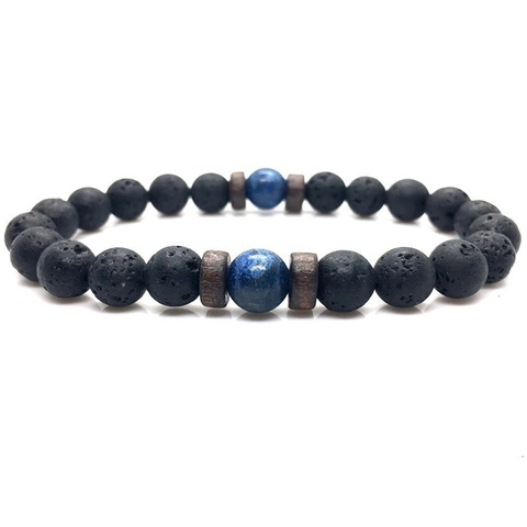 Natural Stone Beaded Bracelet Tiger Eye Hematite Matte Agate Lava Rock Lapis Lazuli Healing Chakra Jewelry Unisex