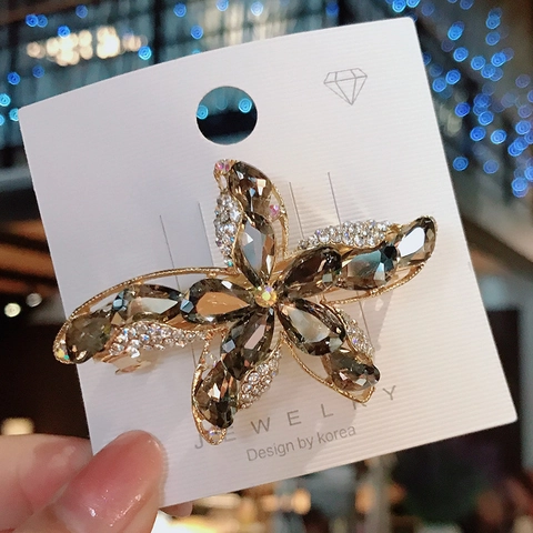 Pasador De Pelo De Estrella De Mar Para Mujeres Cristal K9 Estrás Aleación Horquilla Estilo Coreano Accesorio Elegante
