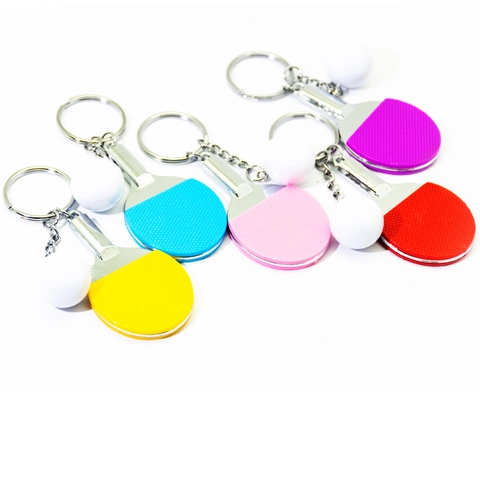 Mini Simulation Table Tennis Racket Keychain Ping Pong Paddle Metal Keyring Sports Souvenir For Bag Pendant Accessories Unisex Gift