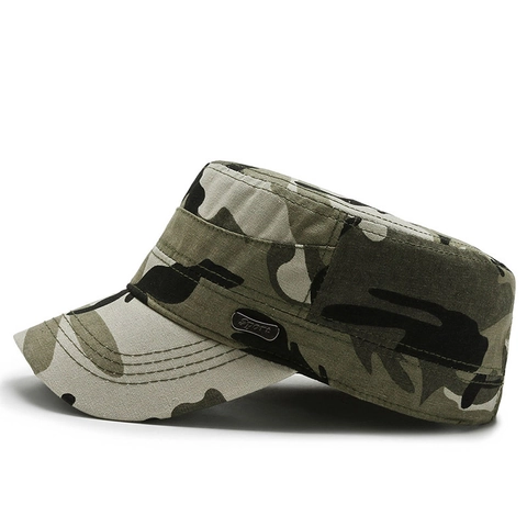 Militaire Pet Heren Cadet Cap Camouflage Platte Pet Zonbescherming Verstelbaar Stof Outdoor Tactisch Retro
