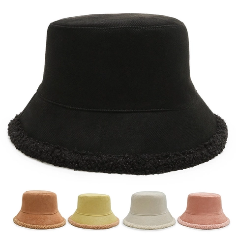 Cappello Da Pescatore Invernale Unisex Reversibile Termico Imitazione Lana Di Agnello Bordo In Peluche Poliestere Casual