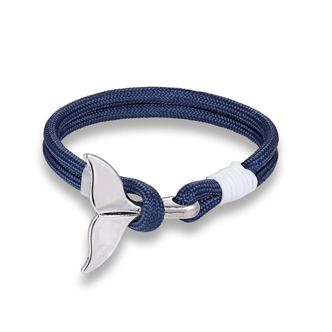 Bracelet En Paracorde Nautique À Queue De Baleine En Alliage Bijou De Corde Tissé À La Hand Pour Hommes Femmes Style Océan