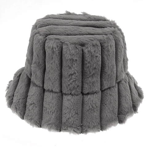 Sombrero Pescador Piel Conejo Sintética Mujer Invierno Cálido Rayas Peluche Para Viajes Aire Libre Moda Color Sólido