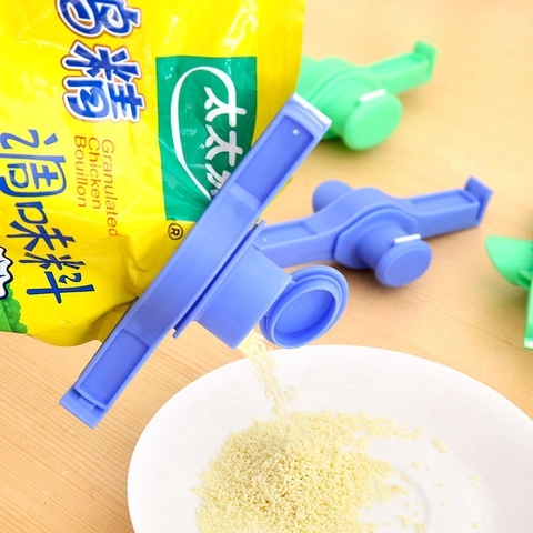 Clip Di Chiusura Per Sacchetti Alimentari Con Beccuccio Versatore E Coperchio Plastica Resistente All'umidità Morsetto Condimenti