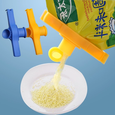 Clip Di Chiusura Per Sacchetti Alimentari Con Beccuccio Versatore E Coperchio Plastica Resistente All'umidità Morsetto Condimenti